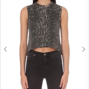 ALLSAINTS Leopard-print jersey cropped top